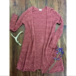 Long Coral Pink Cardigan